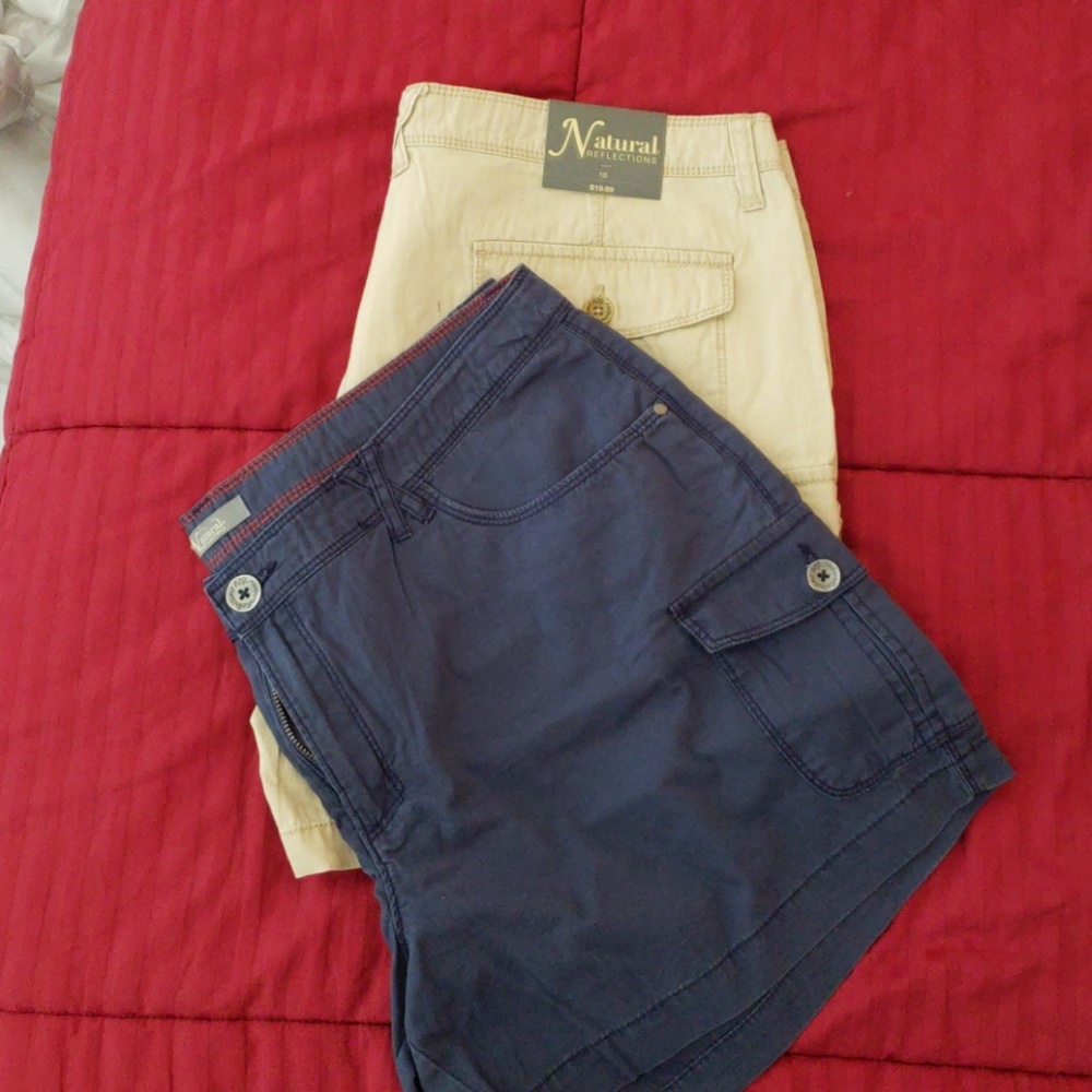 Blue cargo shorts.